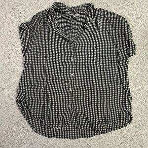 Lucky Brand Black and White Checkered Button Down Shirt
